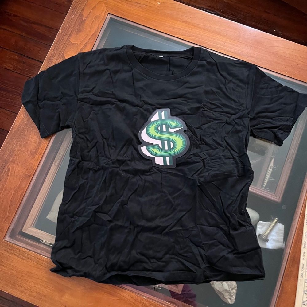 NEW UNISEX Sound Activated LED T-Shirt Light Up Flashing T-Shirt DOLLAR CASH XL